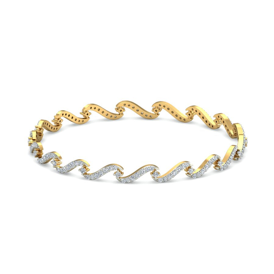 1.3Ct Natural Diamond Bangle in Yellow Gold | SolitaireKart